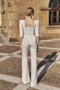 Top joya de jacquard brocado flores blanco escote corazon