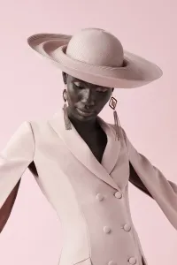 sombrero pamela de buntal rafia rosa palo para invitadas