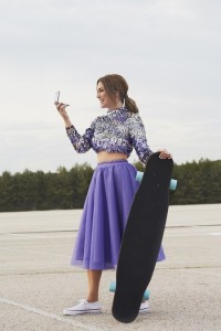 Falda de vuelo de tul lila largo midi para boda, fiesta, evento
