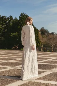 falda larga evasé gasa blanca bordada de novia boho