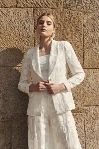 Chaqueta americana gasa blanca bordada para novia civil