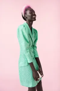 Vestido esmoquin de lentejuelas verde aguamarina