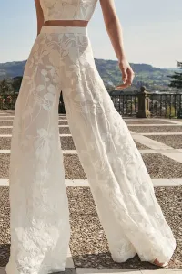 falda pantalon gasa bordad blanco novia civil mama de comunion