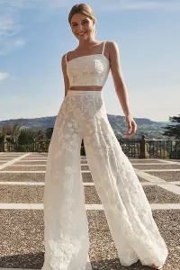 falda pantalon gasa bordad blanco novia civil mama de comunion