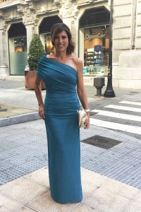 Vestido Largo Drapeado Azul Isa