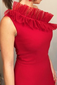 Vestido de fiesta largo rojo asimetrico para boda noche