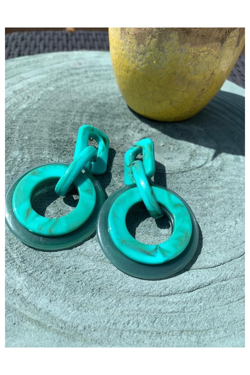 pendientes verde agua circulares