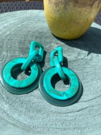 pendientes verde agua circulares