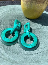 pendientes verde agua circulares