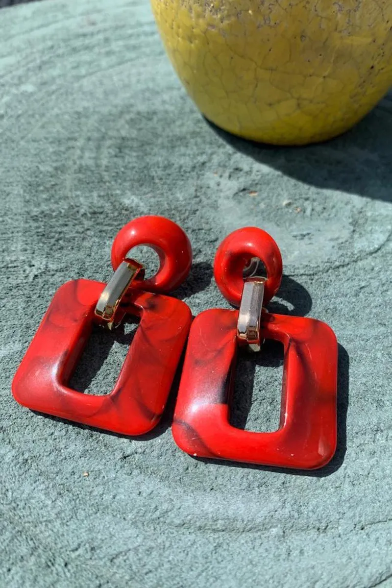 Pendientes Cuadrados Rojo | Apparentia