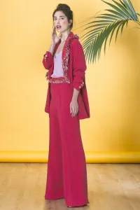 Traje de chaqueta con pantalon de rafia con flecos