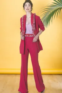 Traje de chaqueta con pantalon de rafia con flecos