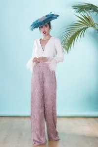 Pantalon palazzo rosa palo de flecos para invitadas