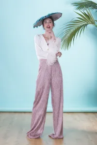 Pantalon palazzo rosa palo de flecos para invitadas