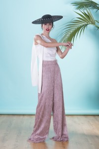 Pantalon palazzo rosa palo de flecos para invitadas