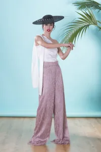 Pantalon palazzo rosa palo de flecos para invitadas