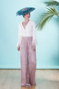 Pantalon palazzo rosa palo de flecos para invitadas