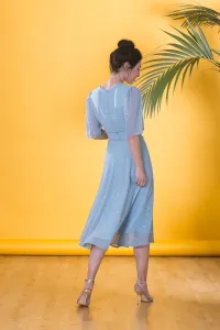 Vestido de gasa midi fluido con media manga para bautizo o comunion