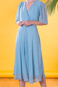 Vestido de gasa midi fluido con media manga para bautizo o comunion