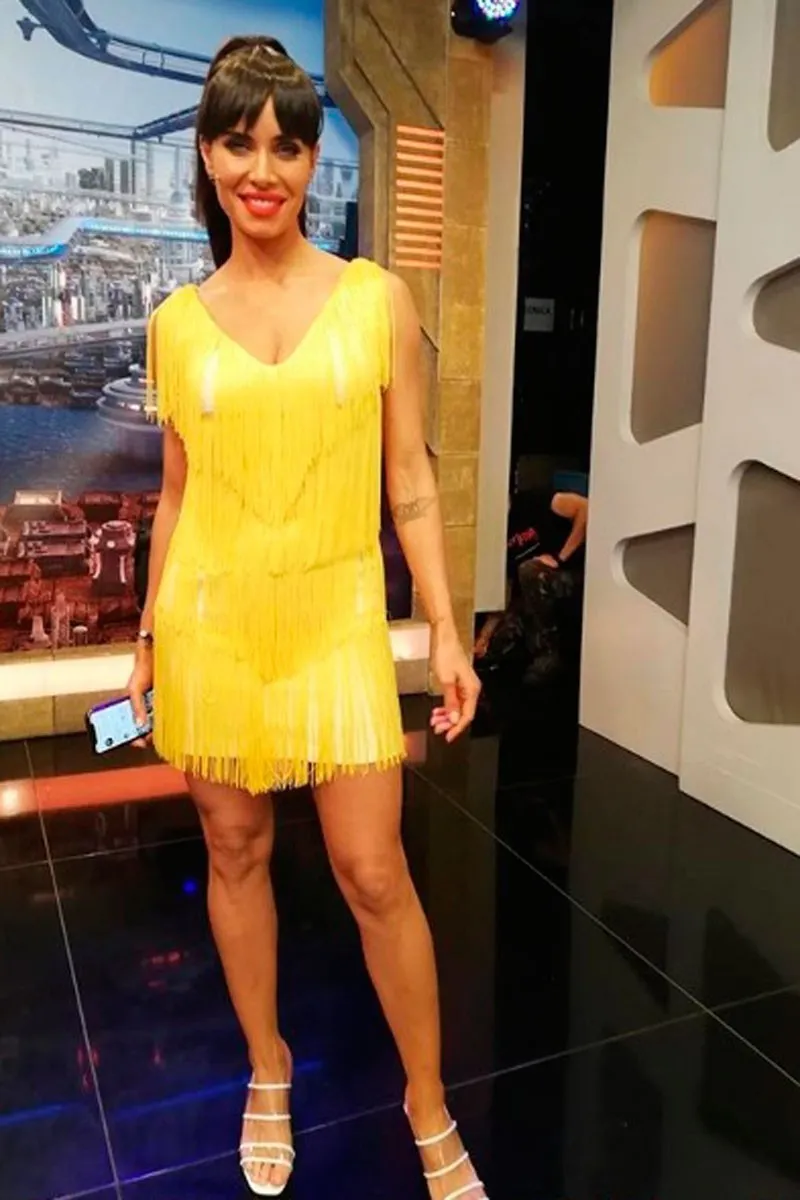 vestido corto de fiesta con flecos verde agua bicolor
