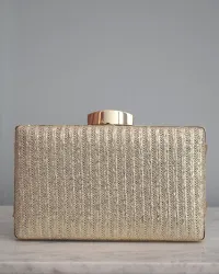Bolso camel con tiras de terciopelo de colores