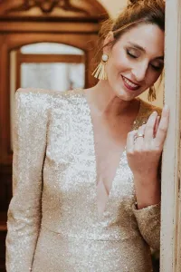 vestido midi dorado lentejuelas miss cavallier for apparentia