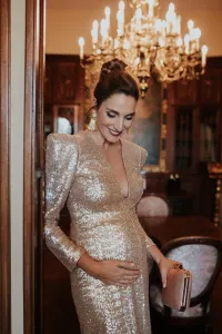 vestido midi dorado lentejuelas miss cavallier for apparentia