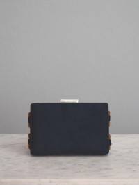 Bolso de ante azul marino con piedras camel