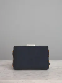 Bolso de ante azul marino con piedras camel