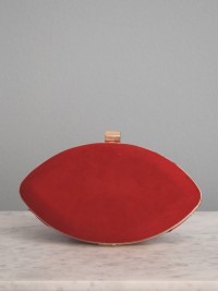Bolso de ante rojo con apliques blancos