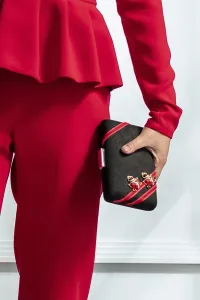 Bolso de ante negro con insectos rojos y dorados