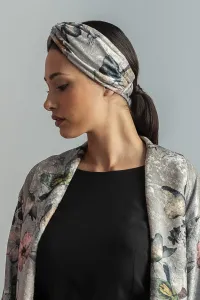 Turbante de terciopelo estampado con flores