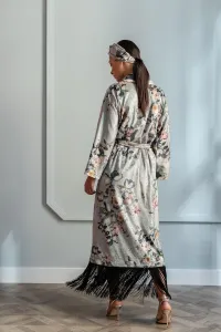 kimono con flecos y manga larga estampado