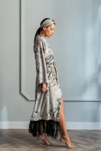 kimono con flecos y manga larga estampado