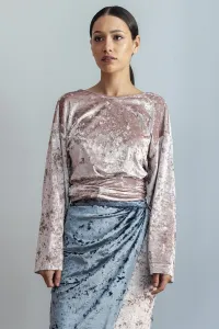 blusa rosa multiposicion terciopelo