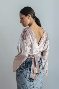 blusa rosa multiposicion terciopelo