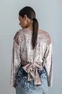 blusa rosa multiposicion terciopelo