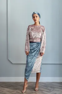blusa rosa multiposicion terciopelo