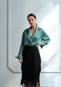 Camisa Esmoquin Satén Verde  Alyssa