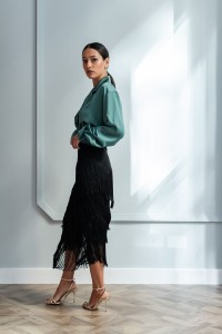 Camisa Esmoquin Satén Verde  Alyssa