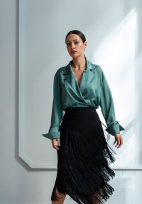 Camisa Esmoquin Satén Verde  Alyssa