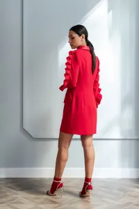 vestido corto esmoquin rojo con volantes en la manga