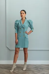 vestido verde corto esmoquin con manga jamon