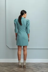 vestido verde corto esmoquin con manga jamon