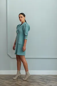 vestido verde corto esmoquin con manga jamon