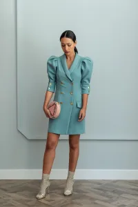 vestido verde corto esmoquin con manga jamon