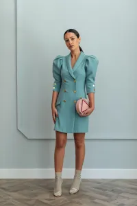 vestido verde corto esmoquin con manga jamon