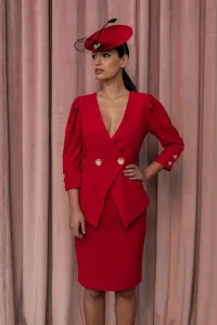 vestido corto con peplum en color rojo