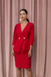 vestido corto con peplum en color rojo