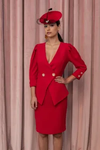 vestido corto con peplum en color rojo
